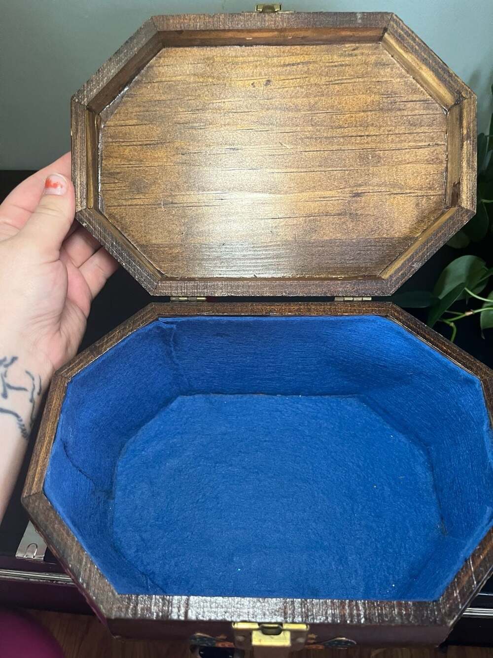 Vintage 1976 Bicentennial Wooden Box Purse Liberty Bell Decoupage Red Handle - Picture 5 of 6